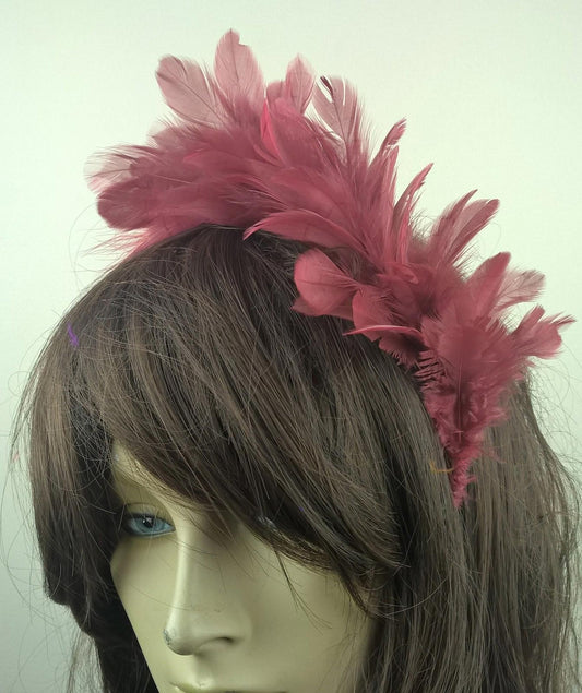 red feather headband fascinator hair band wedding bridal race party ascot