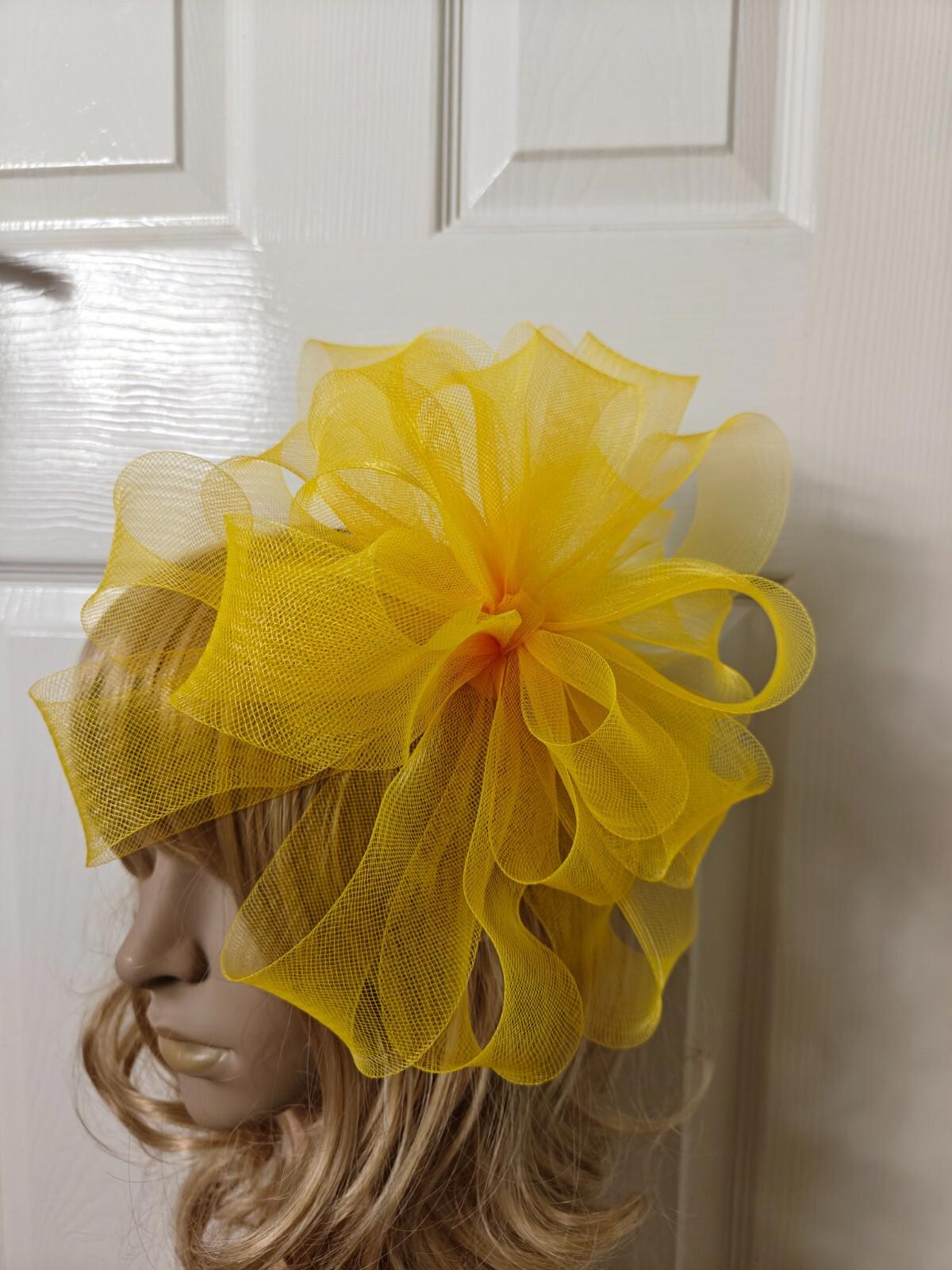 yellow fascinator millinery burlesque headband wedding hat ascot race