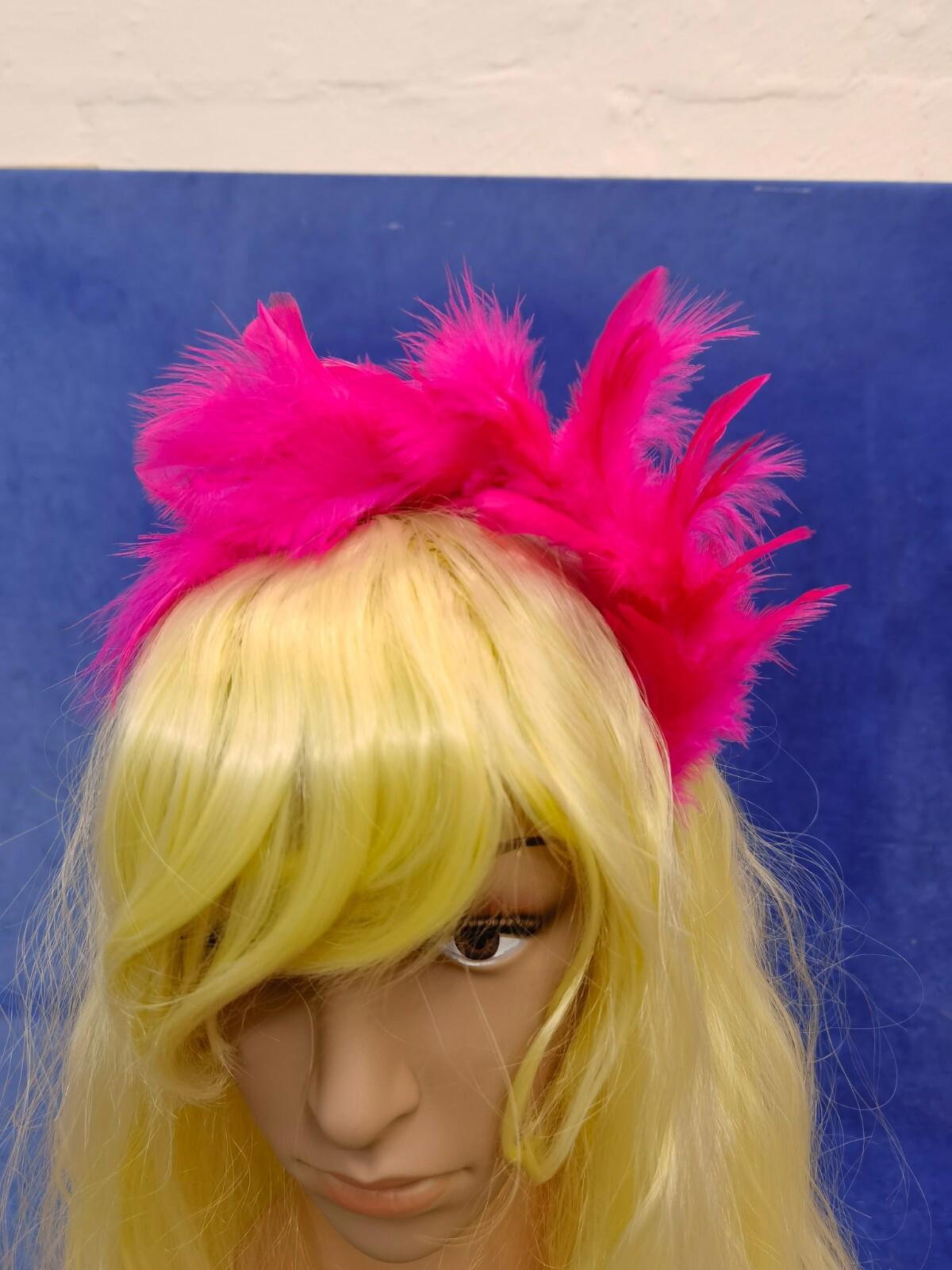 pink feather headband fascinator hair band wedding bridal race party ascot