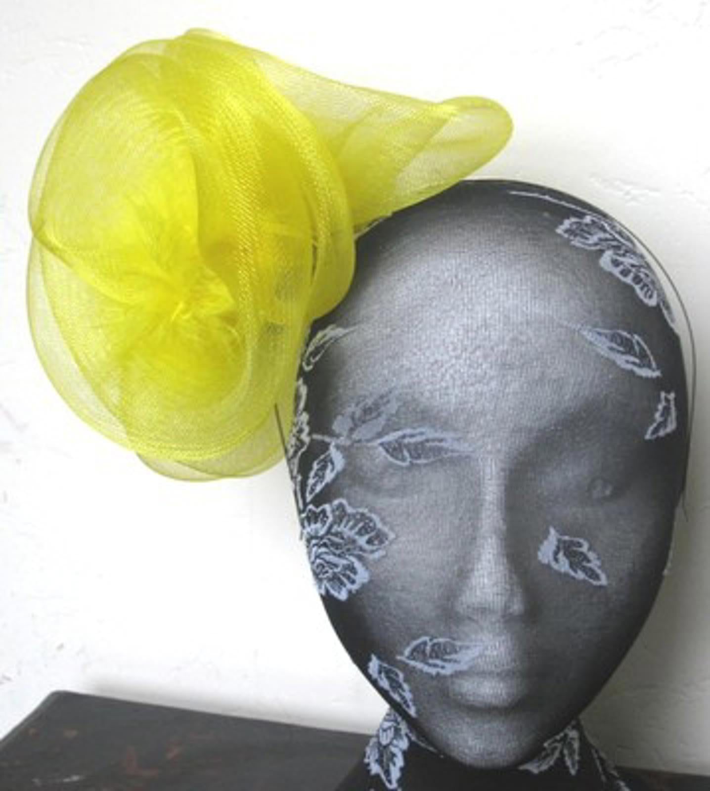 yellow feather fascinator millinery burlesque headband wedding hat hair piece x
