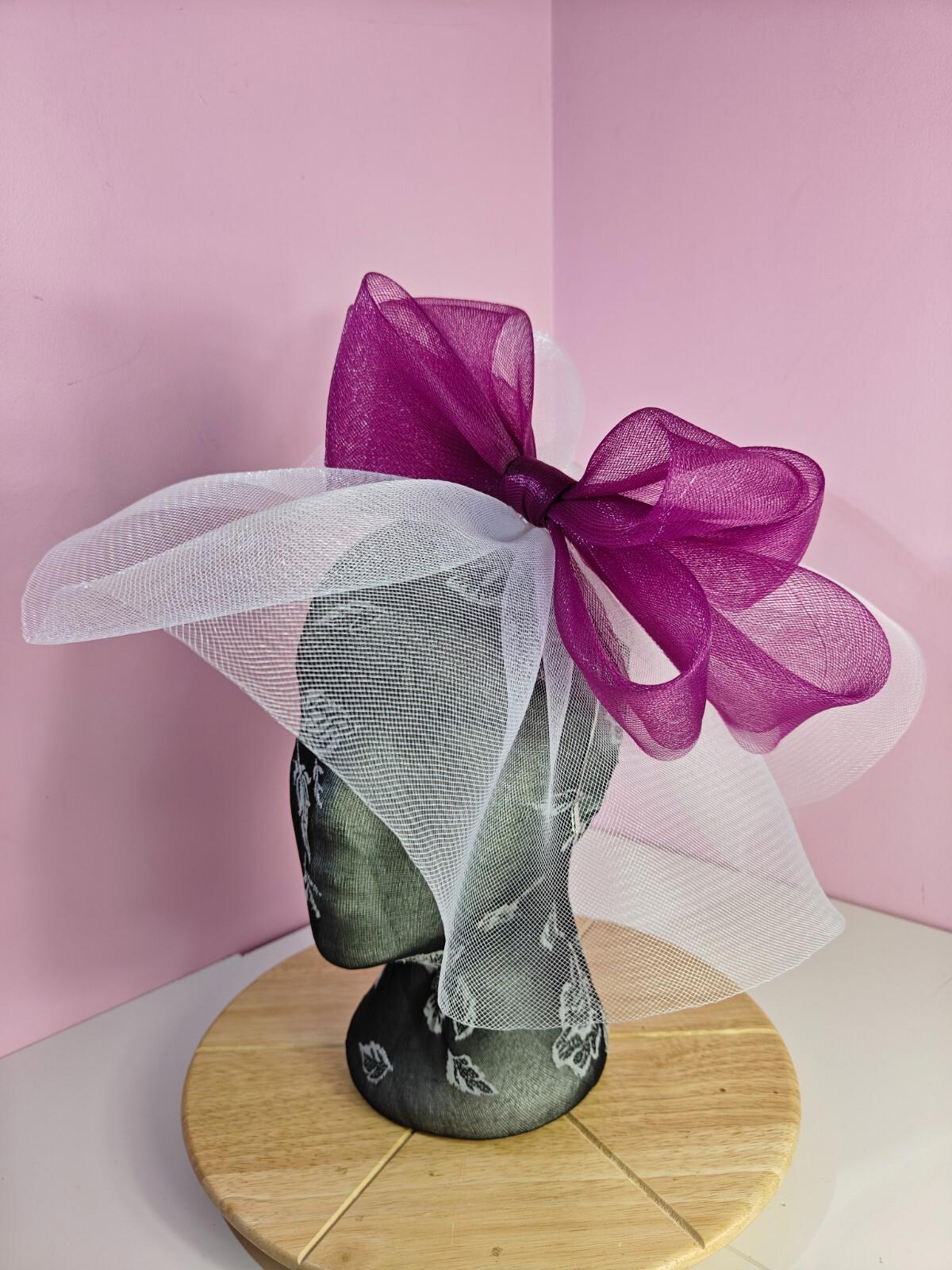 white purple pink fascinator millinery headband derby wedding hat ascot race