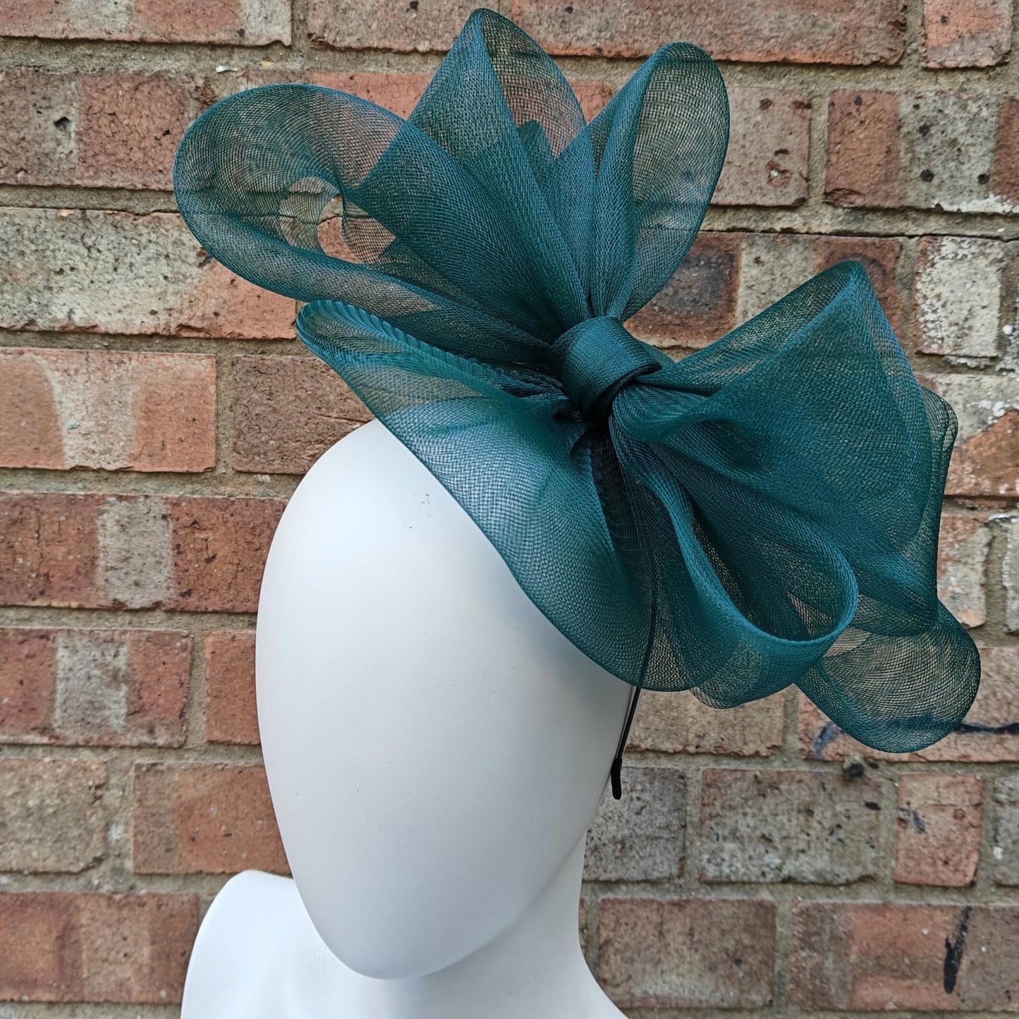dark green handmade fascinator millinery headband wedding hat race party