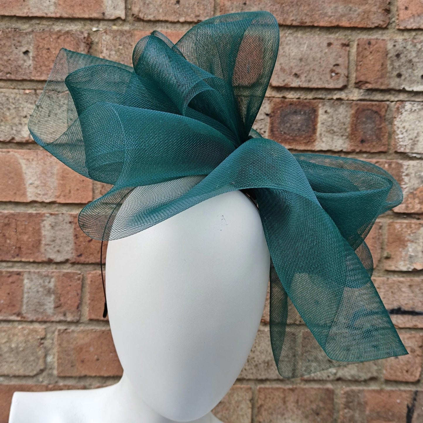 dark green handmade fascinator millinery headband wedding hat race party