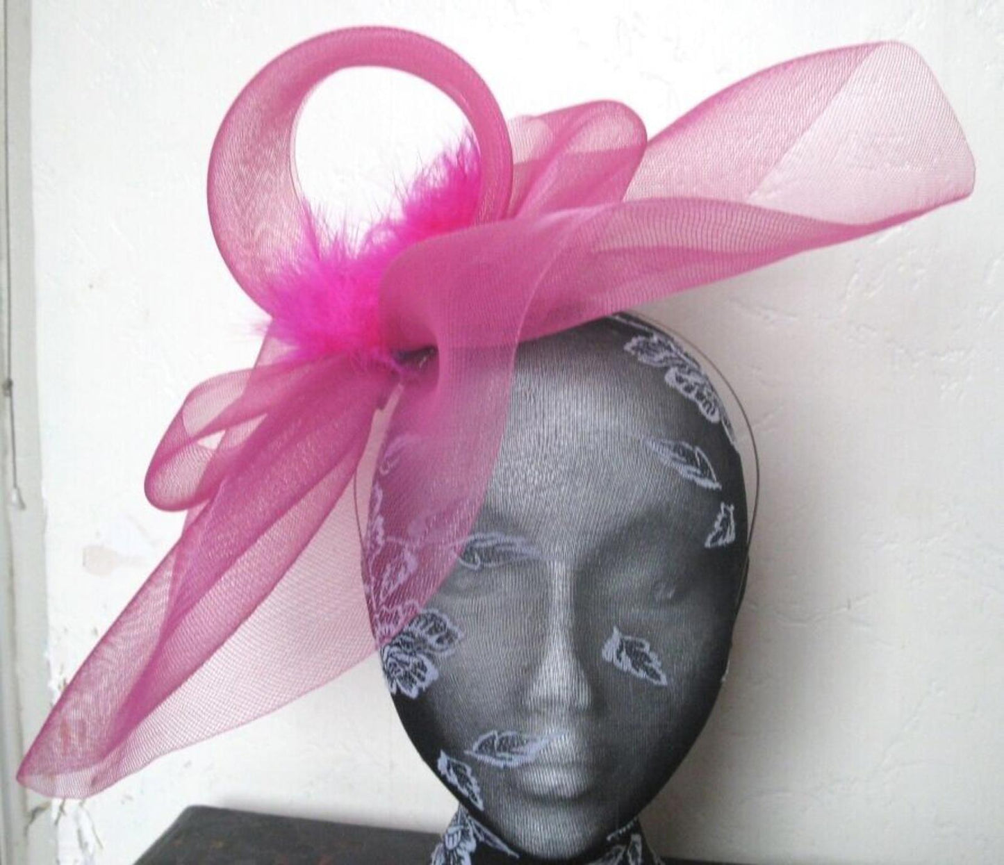 hot pink headband crinoline fascinator millinery hat wedding ascot