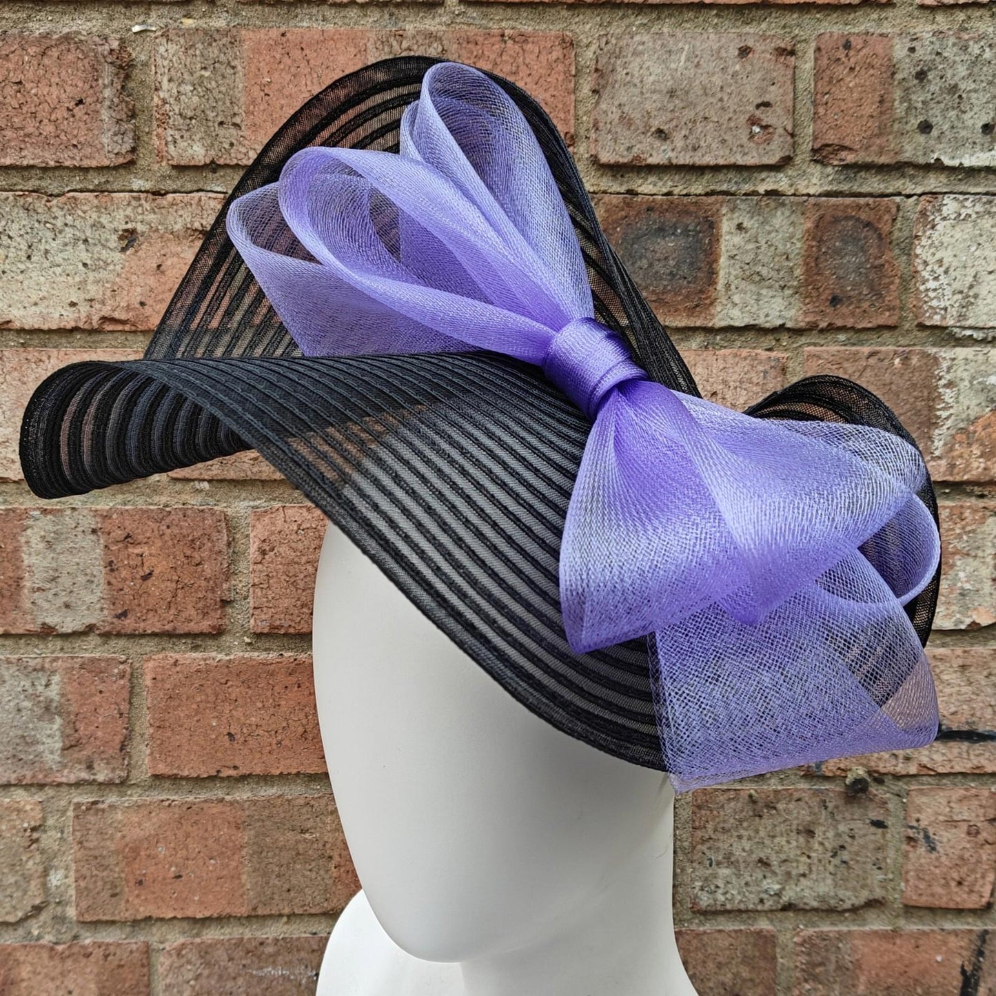 black lilac bow crinoline fascinator millinery headband wedding hat party cosplay