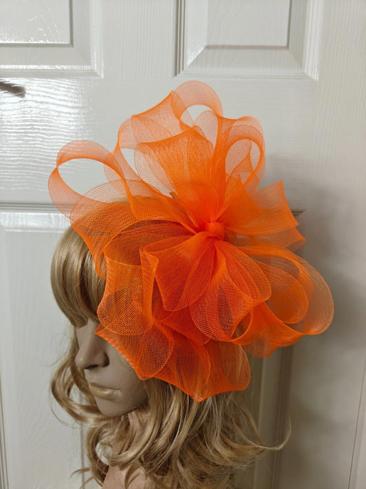 orange fascinator millinery burlesque headband wedding hat ascot race