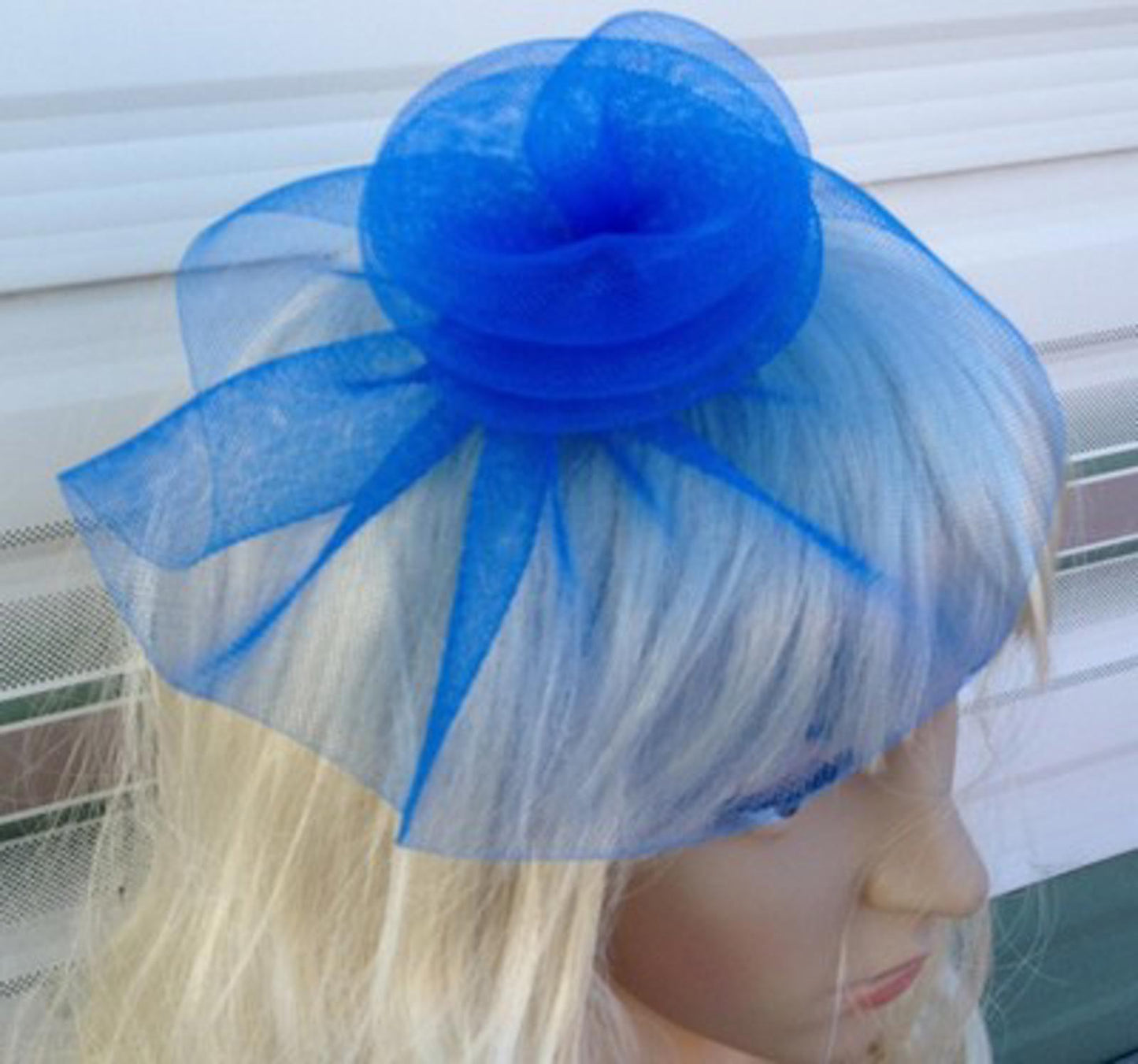 blue fascinator millinery feather brooch clip wedding hat bridal ascot race