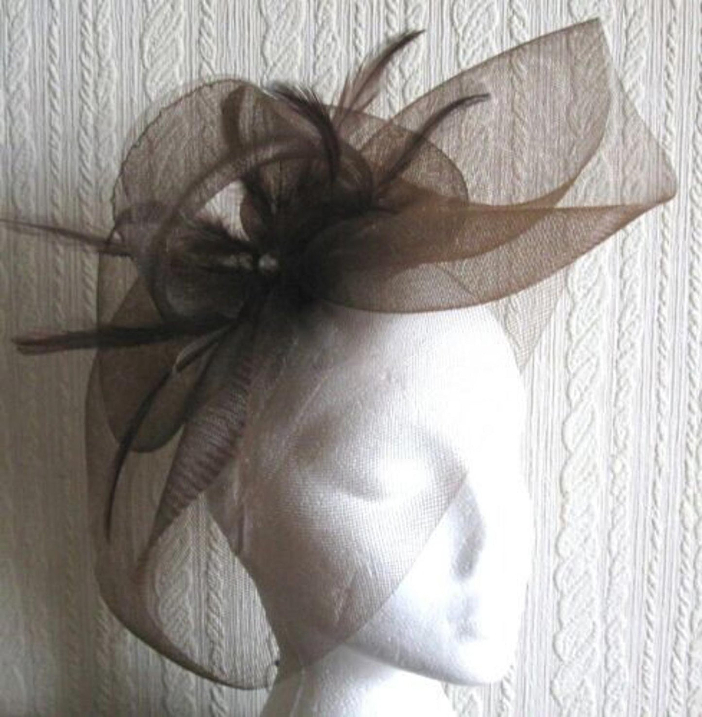 brown headband crin fascinator millinery hat wedding ascot