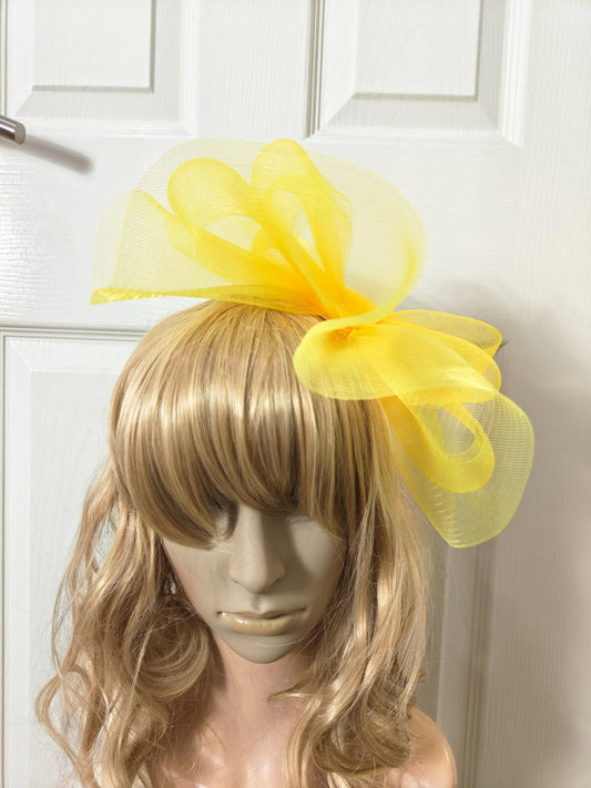 yellow fascinator millinery burlesque headband wedding hat ascot race