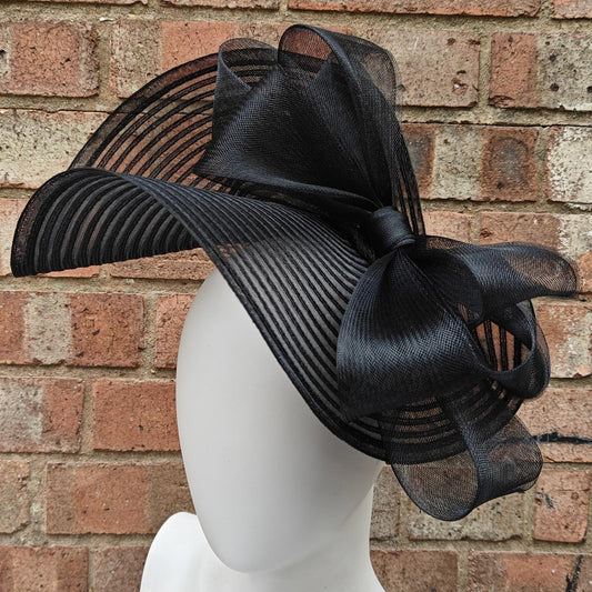 black bow crinoline fascinator millinery headband wedding hat party cosplay