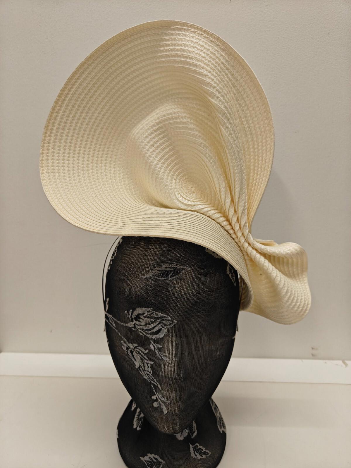 ivory off white large straw fascinator millinery burlesque headband wedding hat