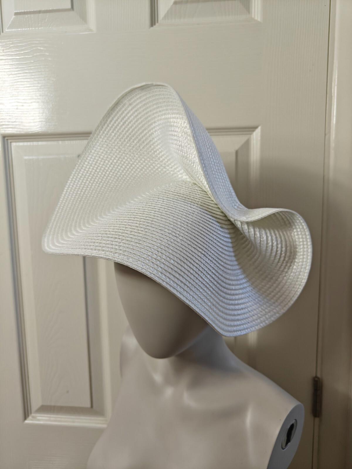 white large straw fascinator millinery burlesque headband wedding hat