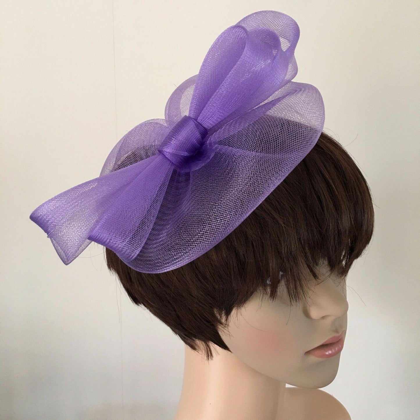 lilac light purple headband crinoline fascinator millinery hat wedding ascot