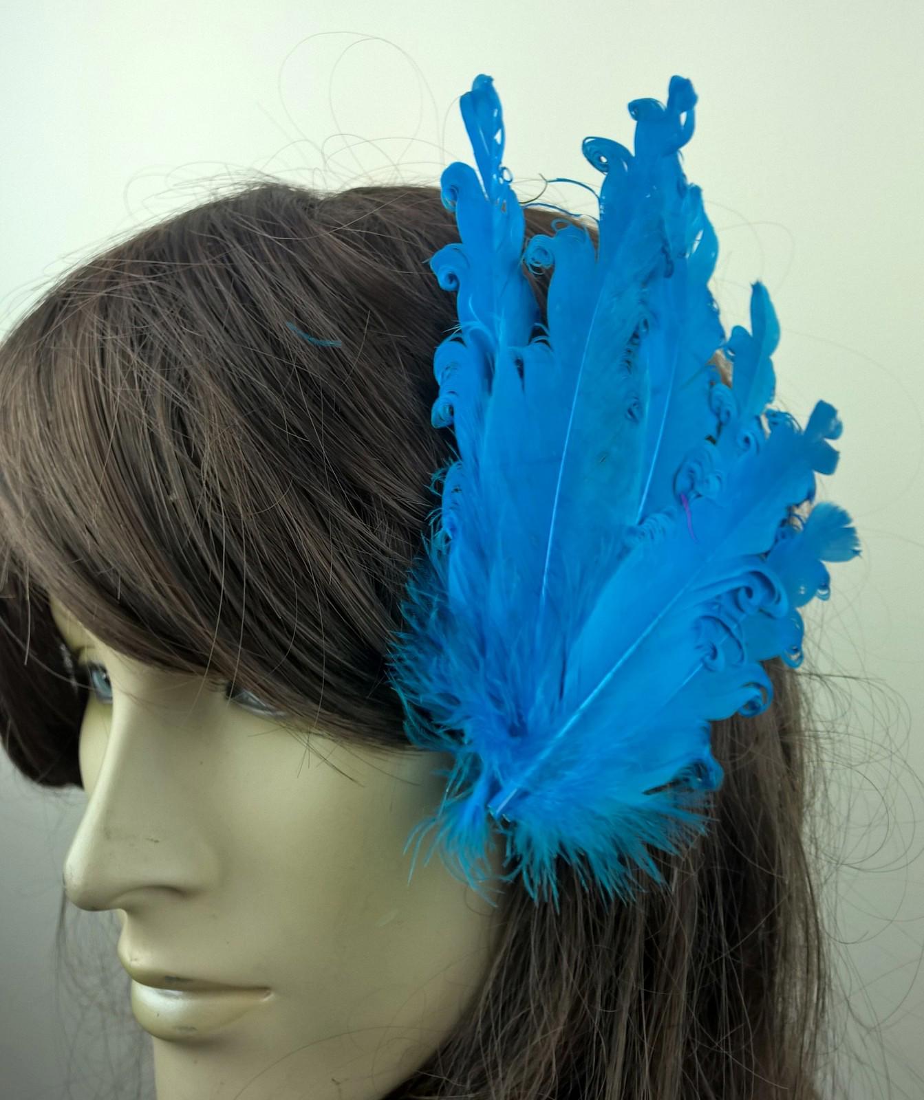 turqouise feather fascinator millinery hair clip wedding piece ascot race dance