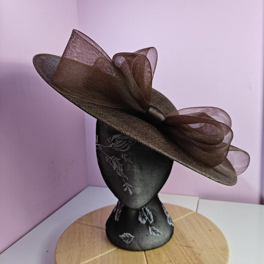 dark brown large fascinator wedding hat  Kentucky Derby Royal Ascot bow