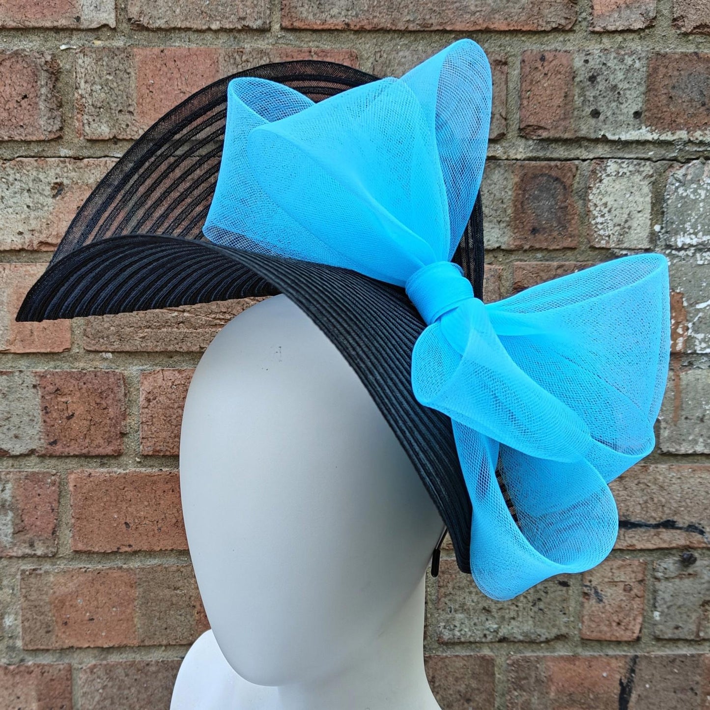 black turquoise bow crinoline fascinator millinery headband wedding hat party cosplay