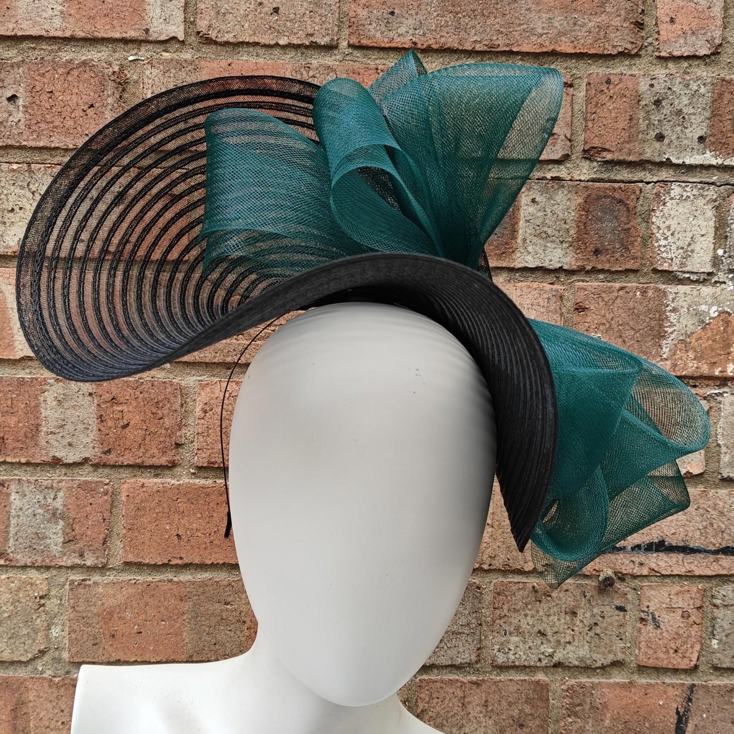 black dark green bow crinoline fascinator millinery headband wedding hat party cosplay