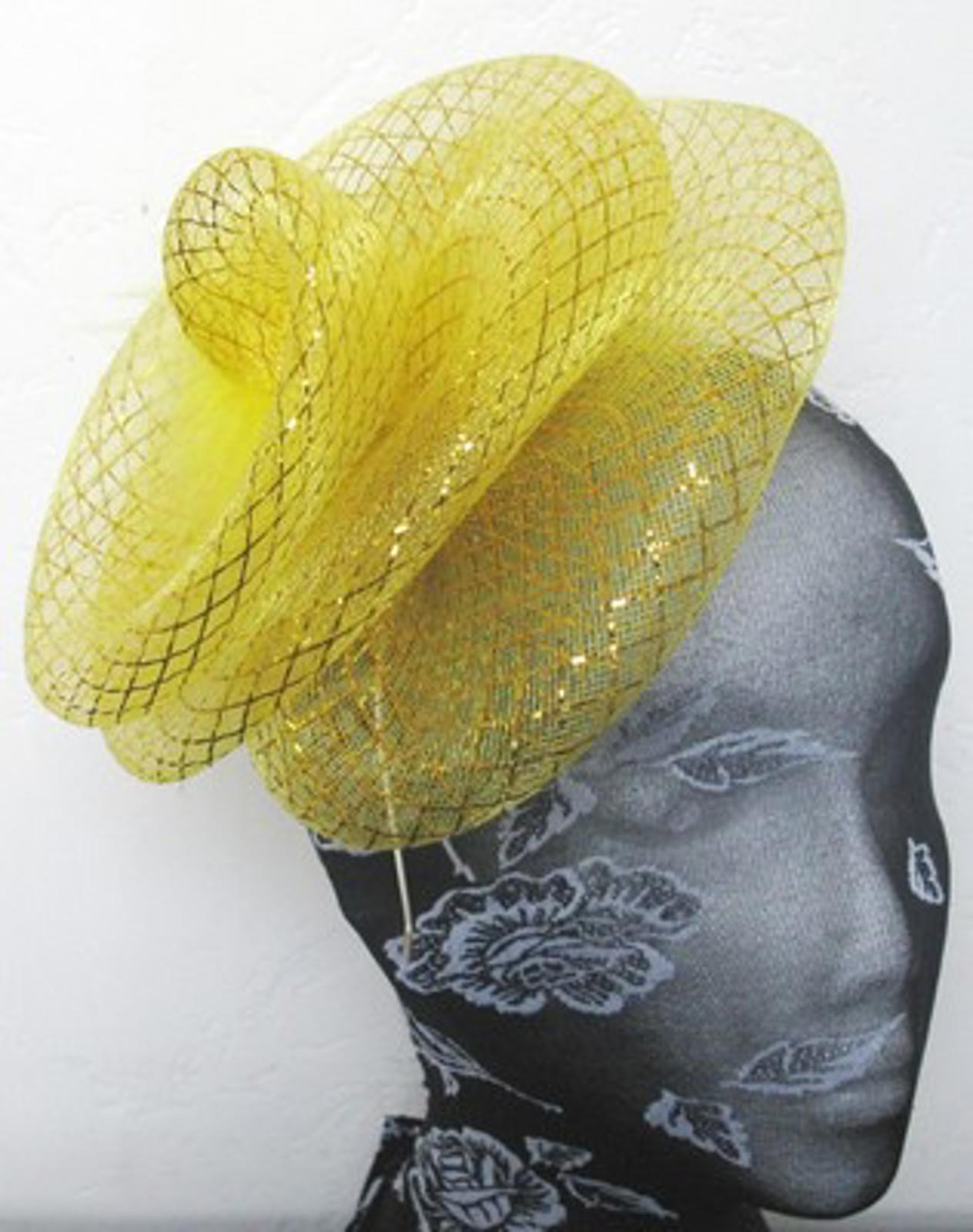 gold feather fascinator millinery burlesque headband wedding hat hair piece 1