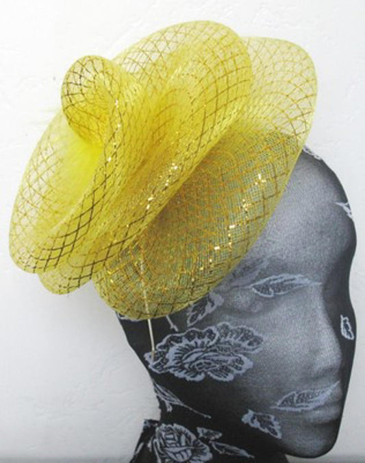 gold feather fascinator millinery burlesque headband wedding hat hair piece 1