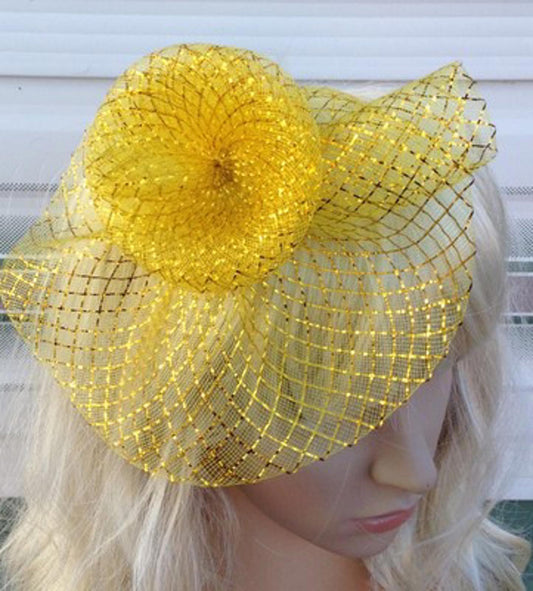 gold fascinator millinery feather brooch clip wedding hat bridal ascot race