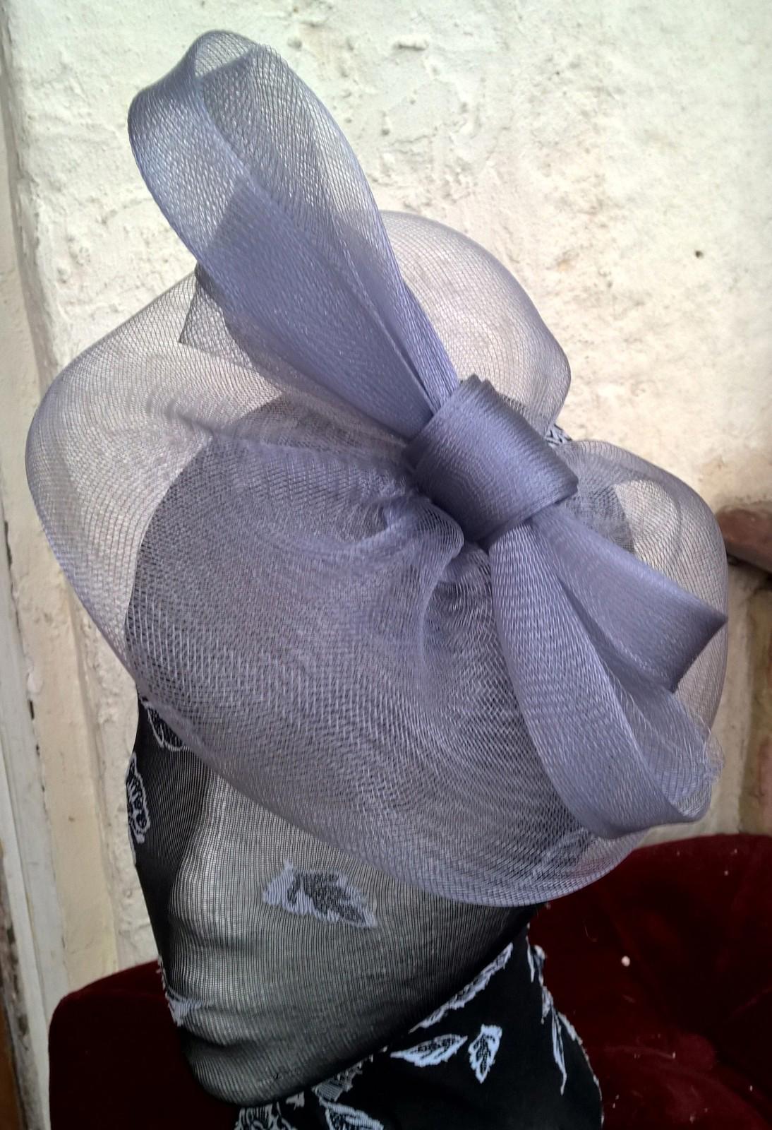 light grey fascinator millinery burlesque wedding hat ascot race bridal party