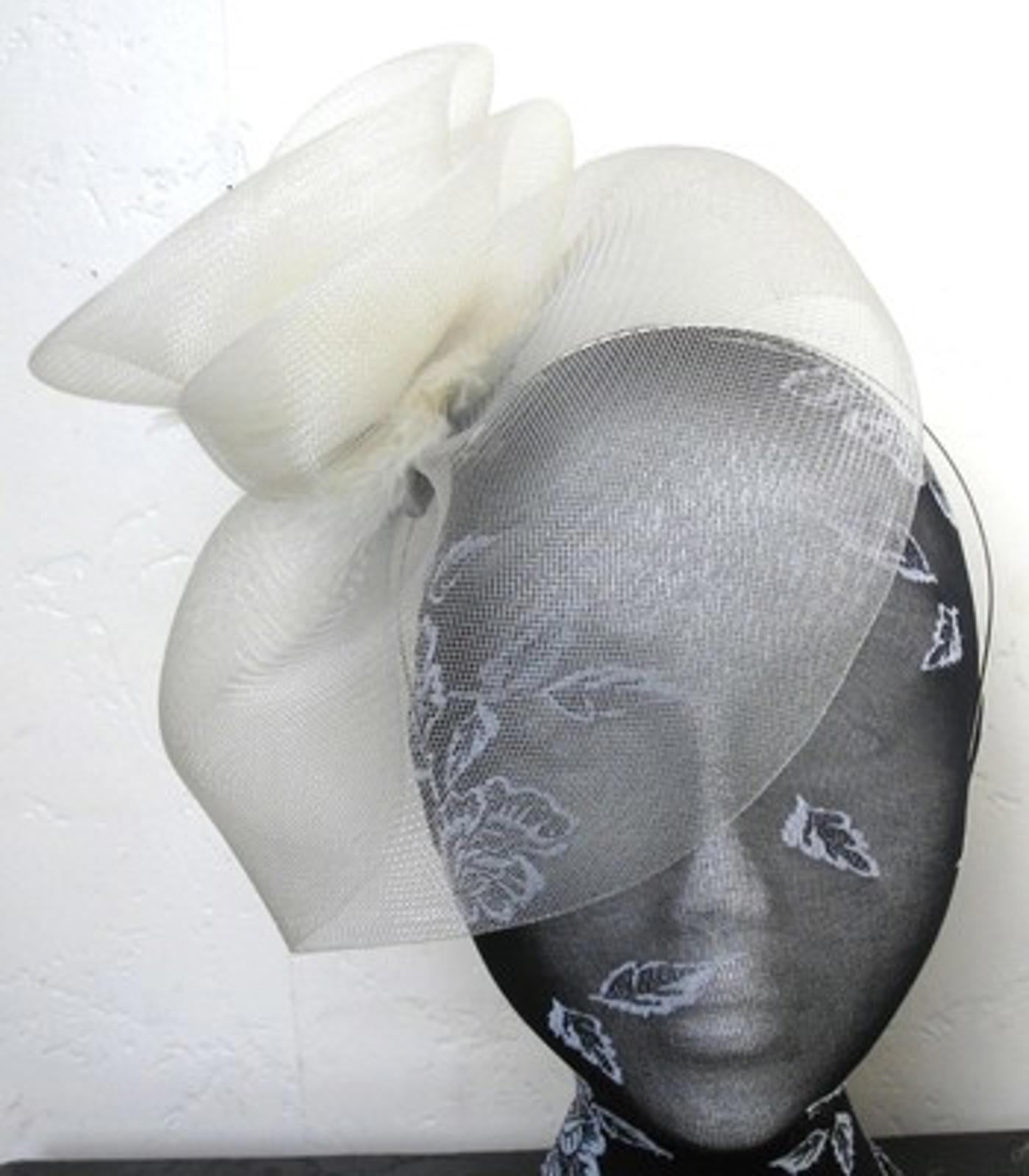 ivory feather fascinator millinery burlesque headband wedding hat hair piece x
