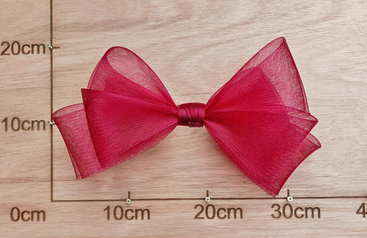 dark red large crinoline bow art craft DIY handmade fascinator hair clip