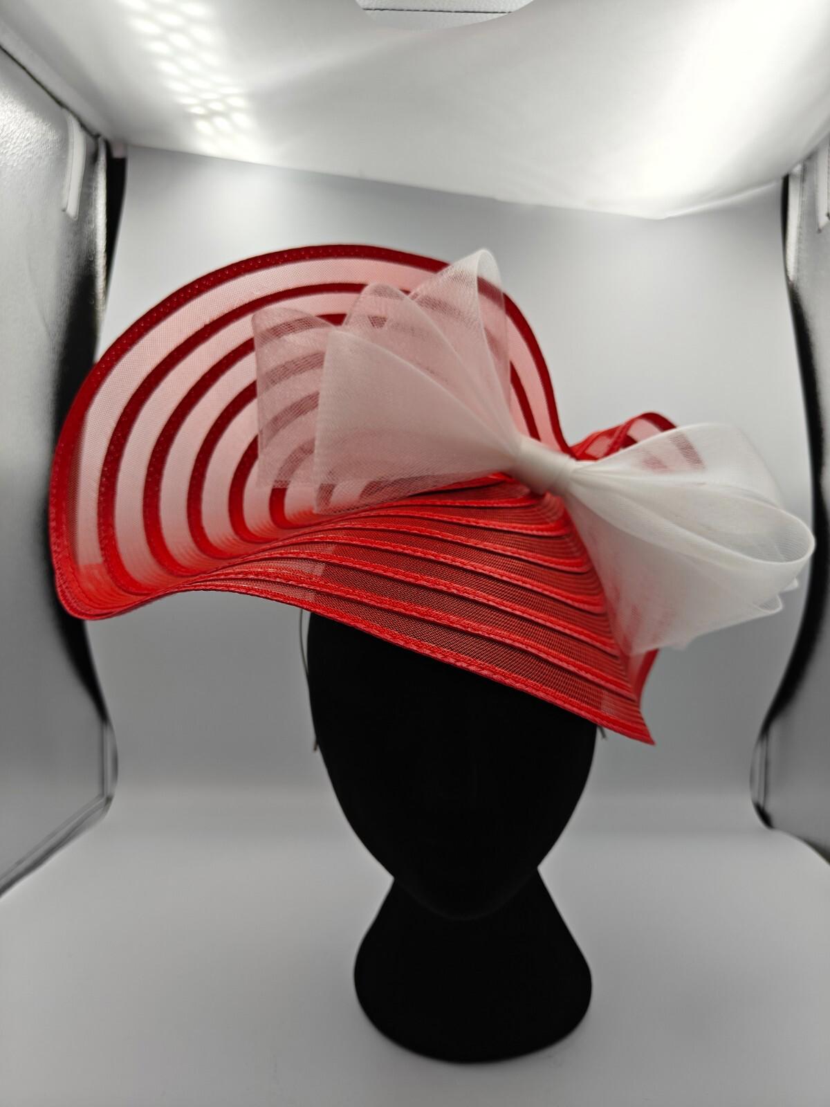 red white bow straw fascinator millinery burlesque headband wedding hat