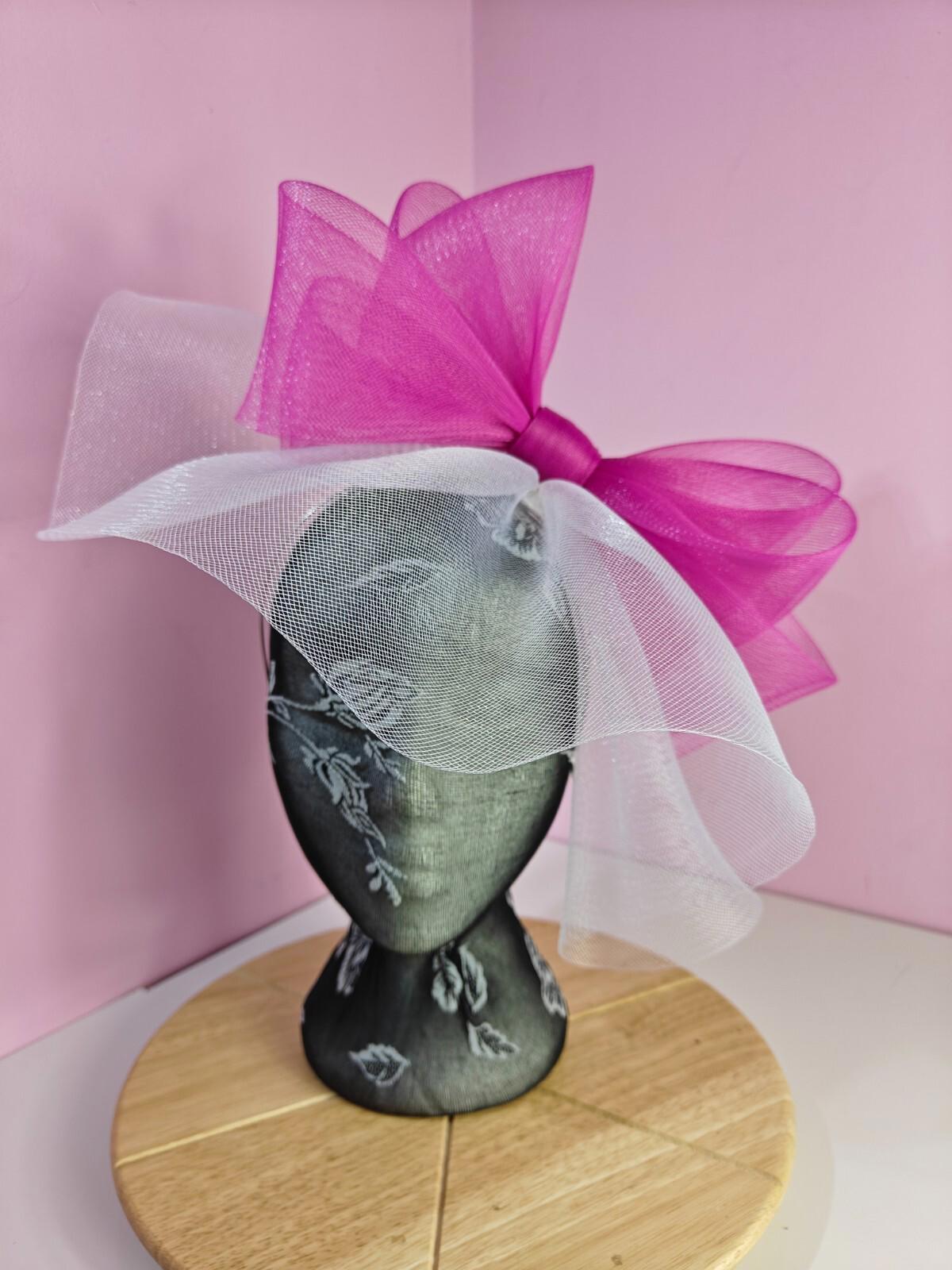 white pink fascinator millinery headband derby wedding hat ascot race