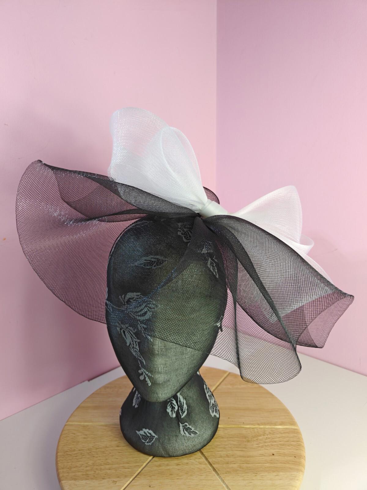black white fascinator millinery headband derby wedding hat ascot race