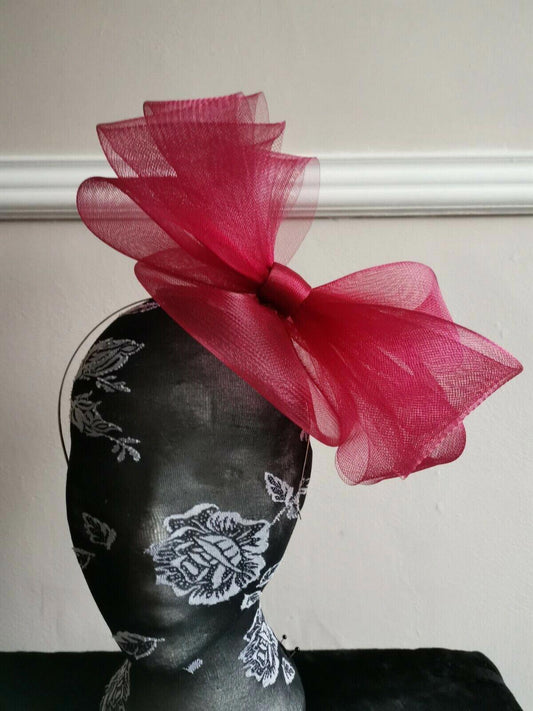 dark red headband crin fascinator millinery hat wedding ascot