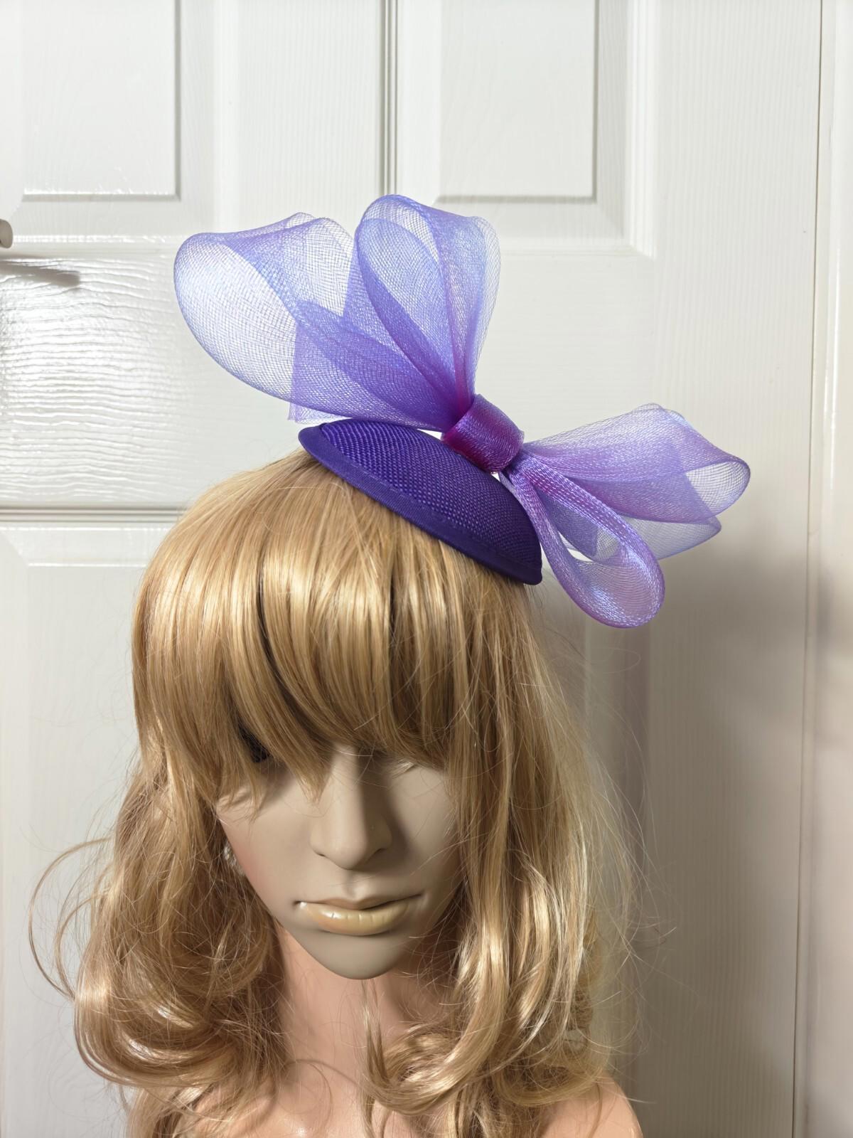 purple fascinator millinery burlesque headband wedding hat ascot race