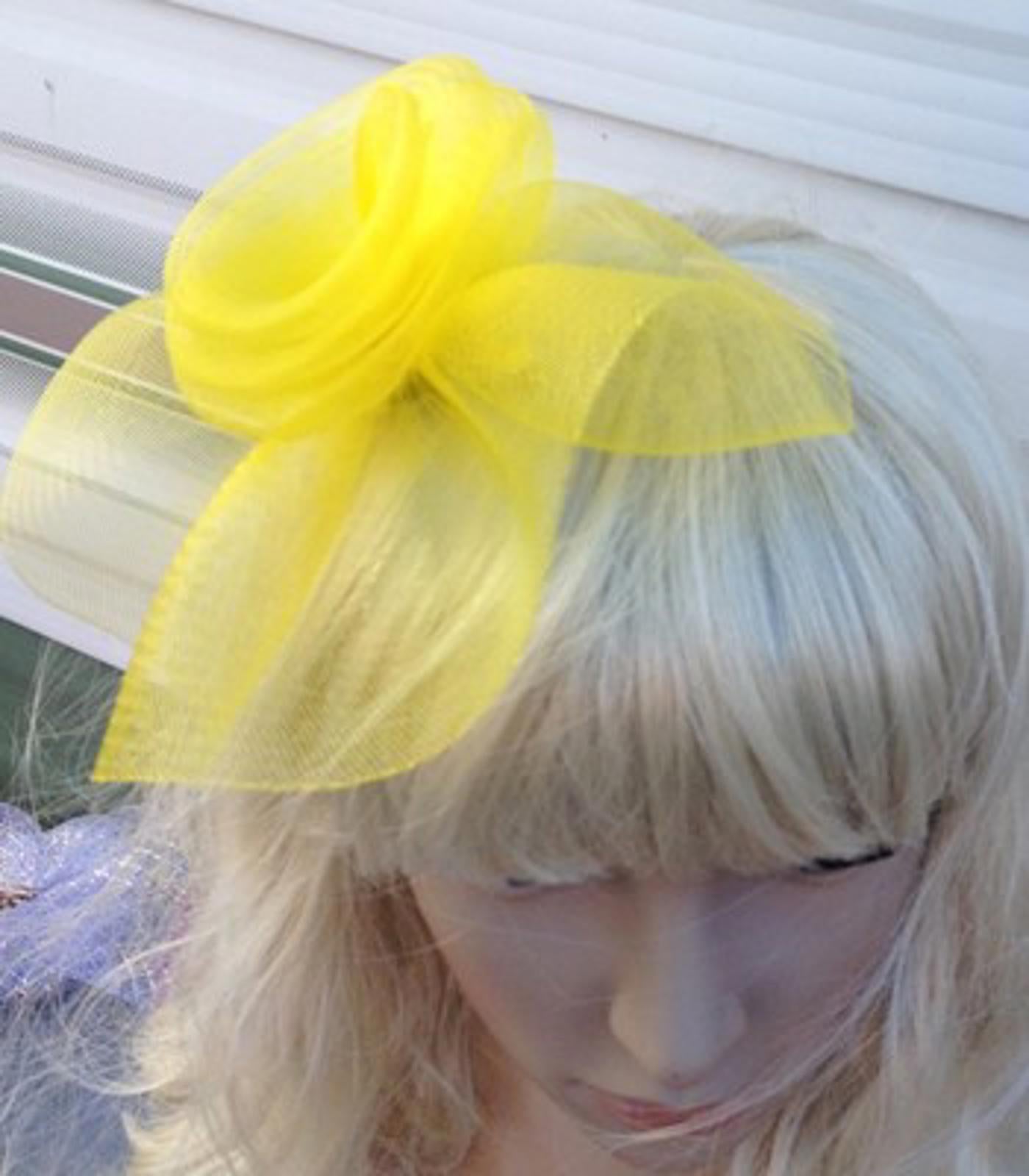 yellow fascinator millinery feather brooch clip wedding hat bridal ascot race