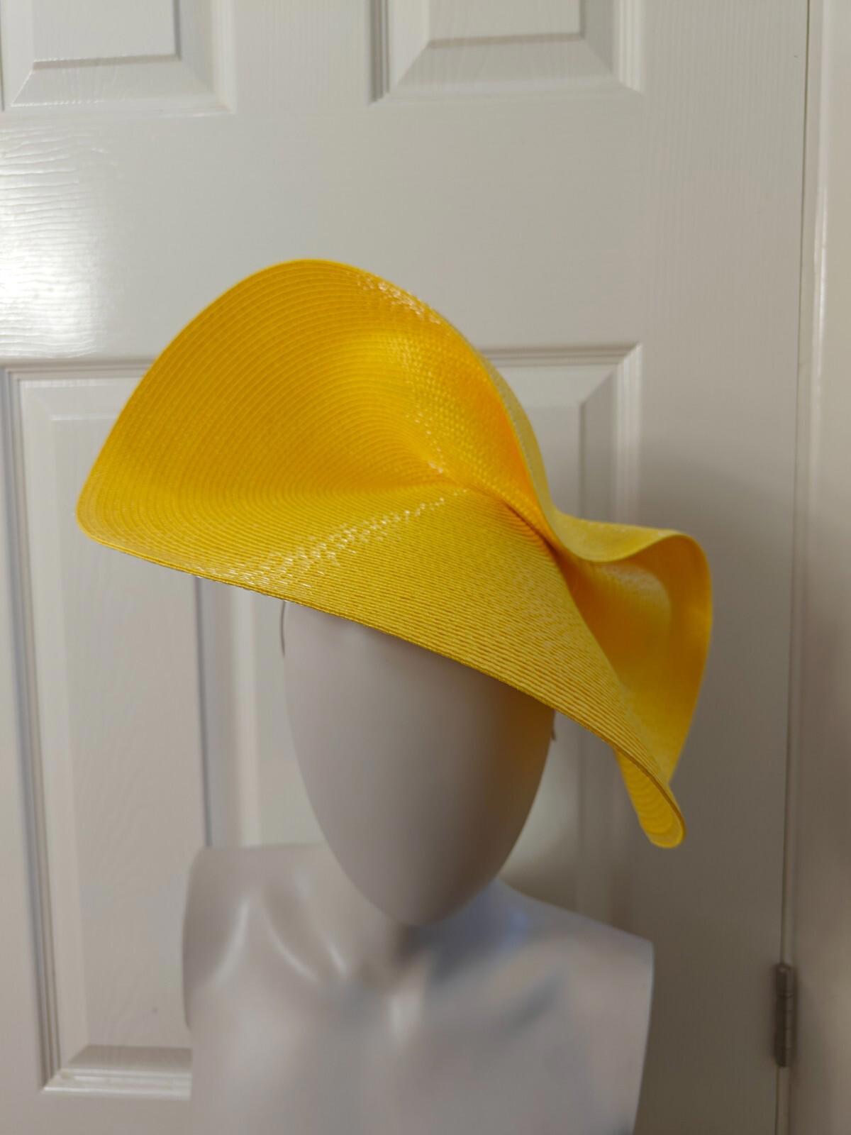 yellow large straw fascinator millinery burlesque headband wedding hat