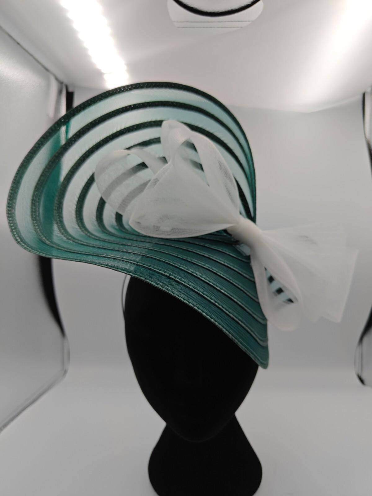 green white bow straw fascinator millinery burlesque headband wedding hat