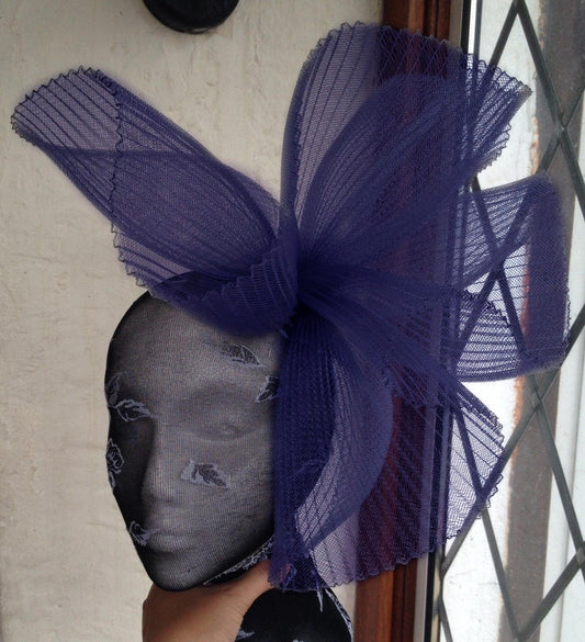 navy blue fascinator millinery burlesque wedding hat ascot race bridal british 1