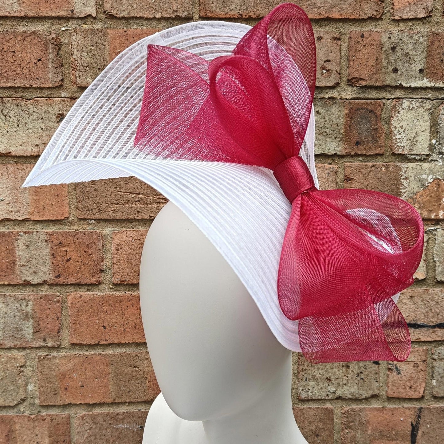 white dark red bow crinoline fascinator millinery headband wedding hat party cosplay