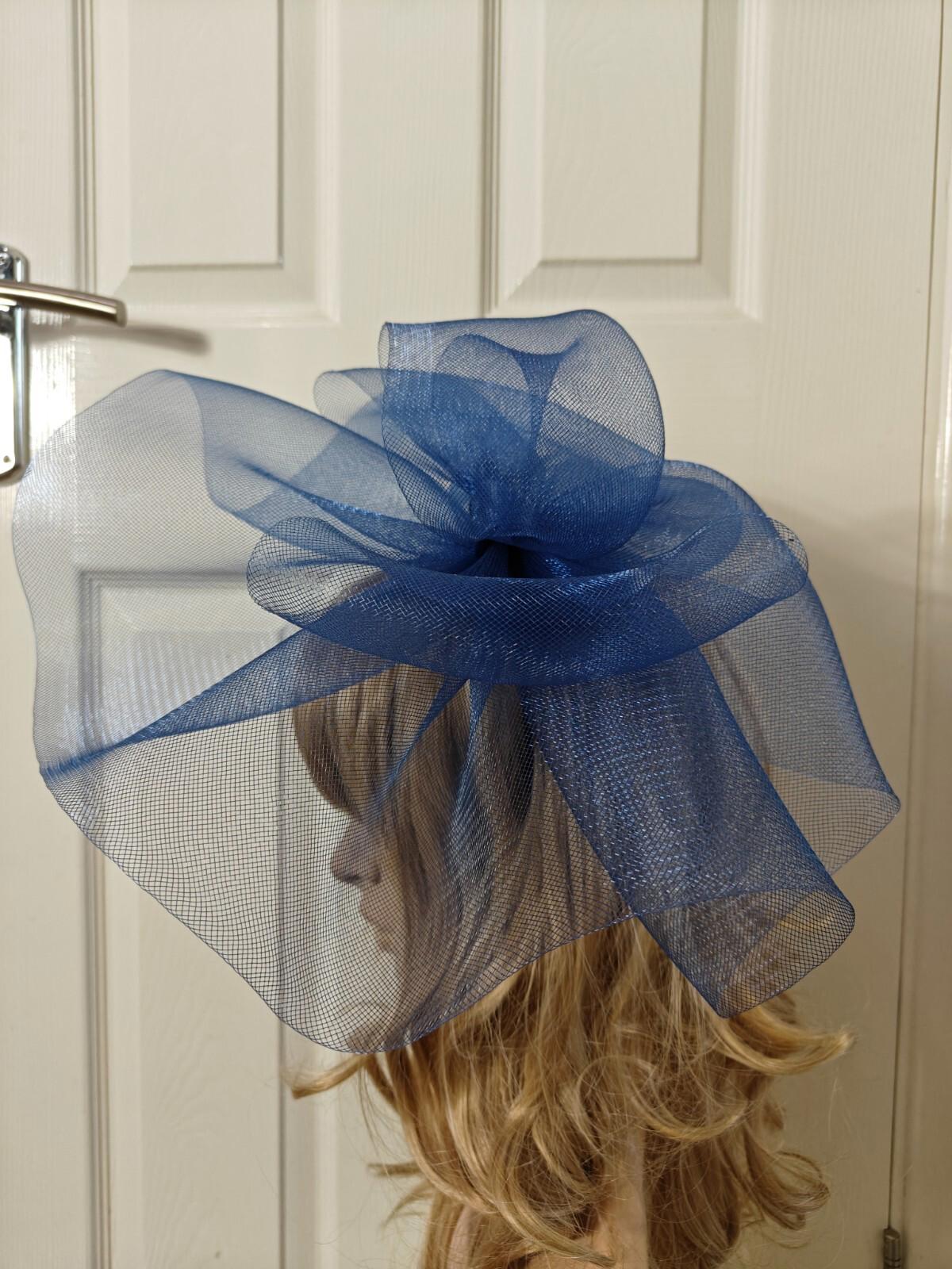 blue fascinator millinery burlesque headband wedding hat ascot race