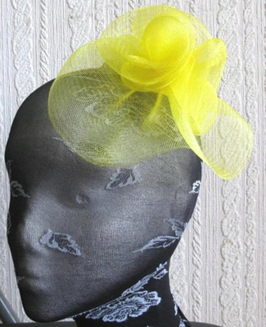 yellow flower fascinator millinery  brooch clip wedding hat bridal ascot race