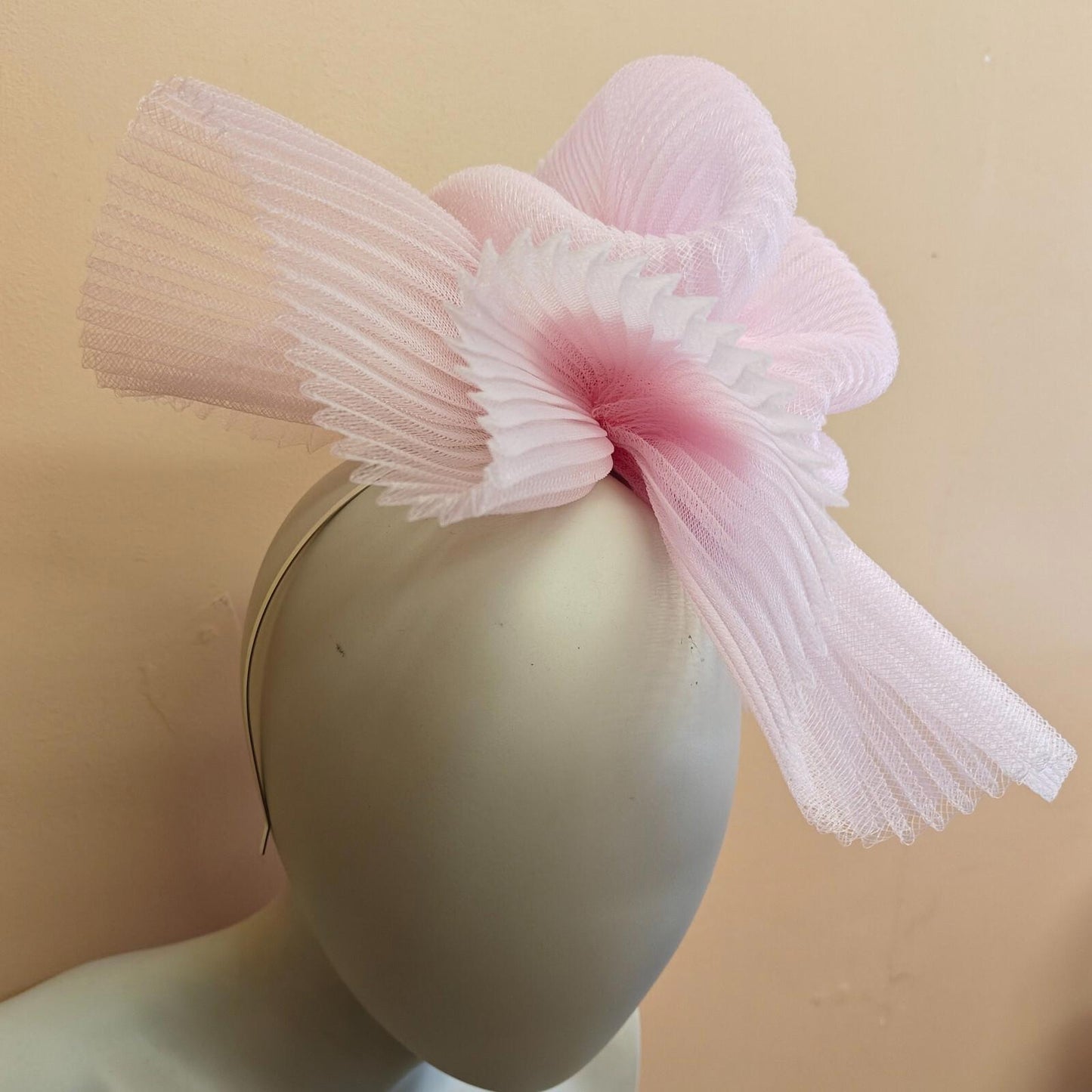 light pink fascinator millinery burlesque headband wedding hat ascot race
