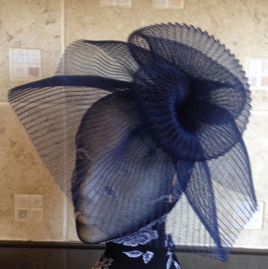 Navy dark blue fascinator millinery burlesque wedding hat hair ascot race bridal
