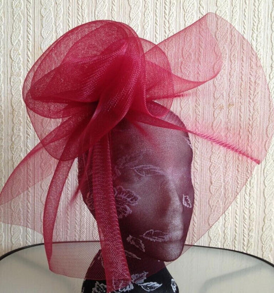 dark red headband crin fascinator millinery hat wedding ascot