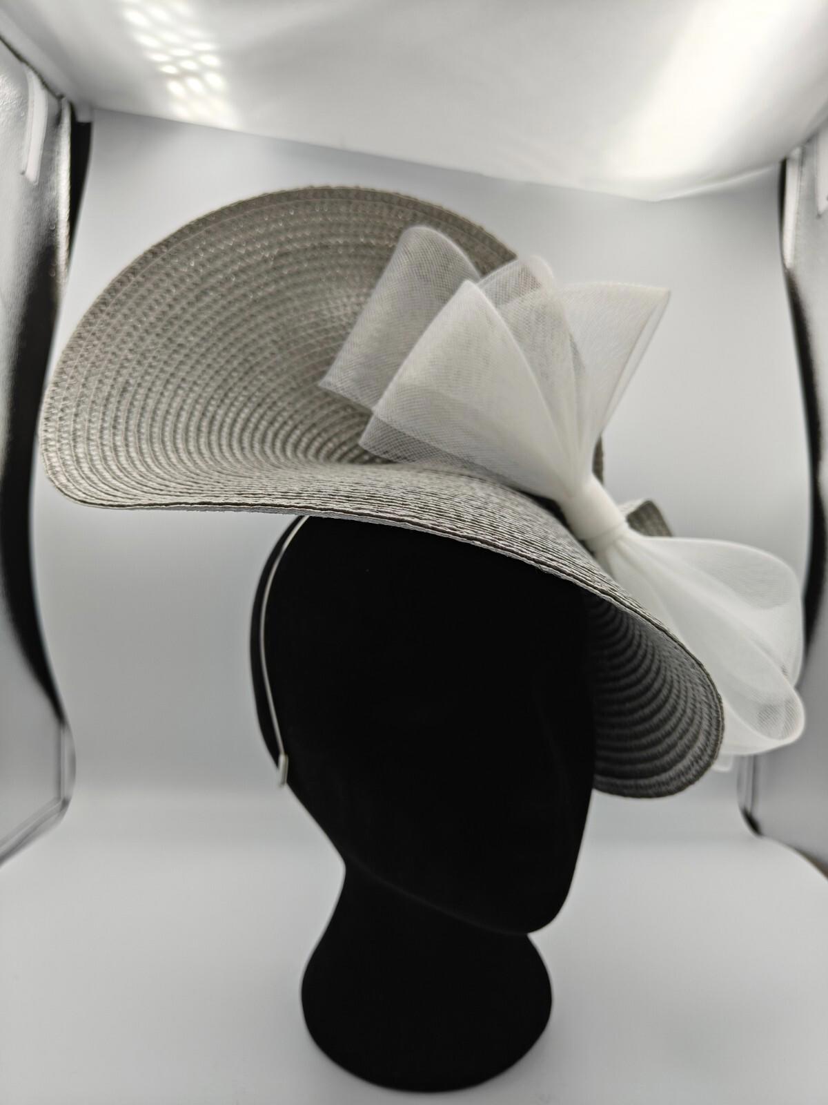 white bow straw fascinator millinery burlesque headband wedding hat