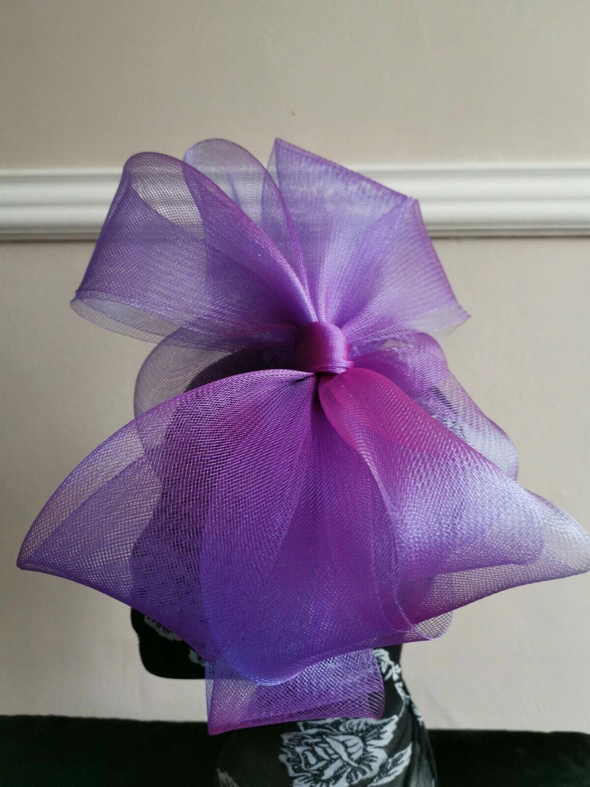 purple headband crinoline fascinator millinery hat wedding ascot