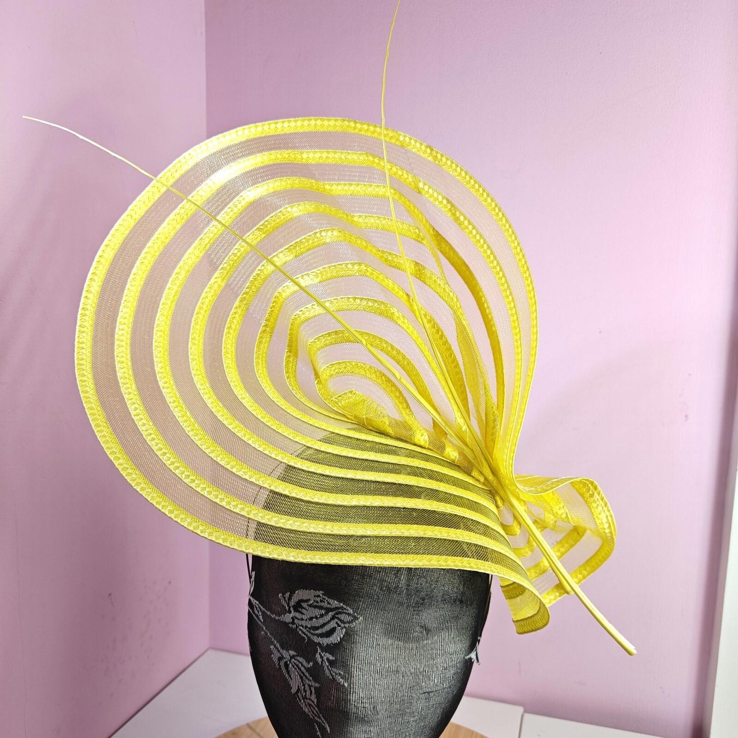 yellow ostrich quill spine fascinator wedding hat Kentucky Derby Royal Ascot