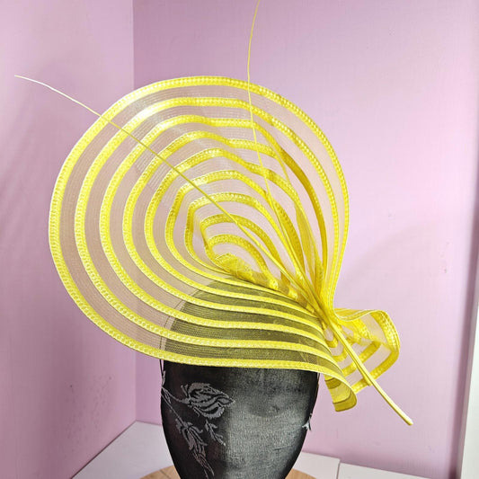 yellow ostrich quill spine fascinator wedding hat Kentucky Derby Royal Ascot