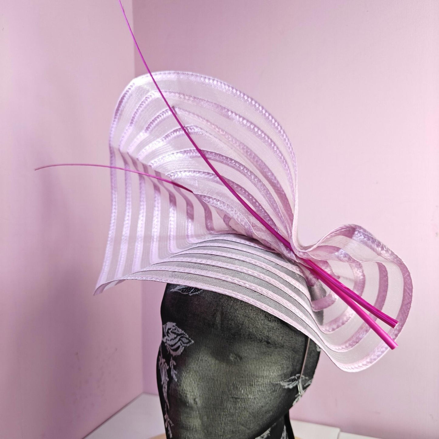 pink ostrich quill spine fascinator wedding hat Kentucky Derby Royal Ascot