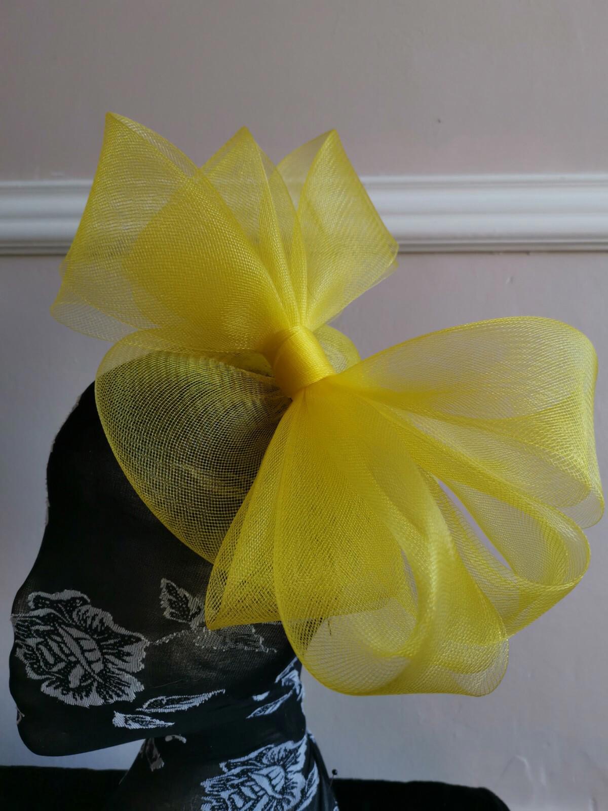 yellow fascinator millinery burlesque headband wedding hat hair piece ascot race