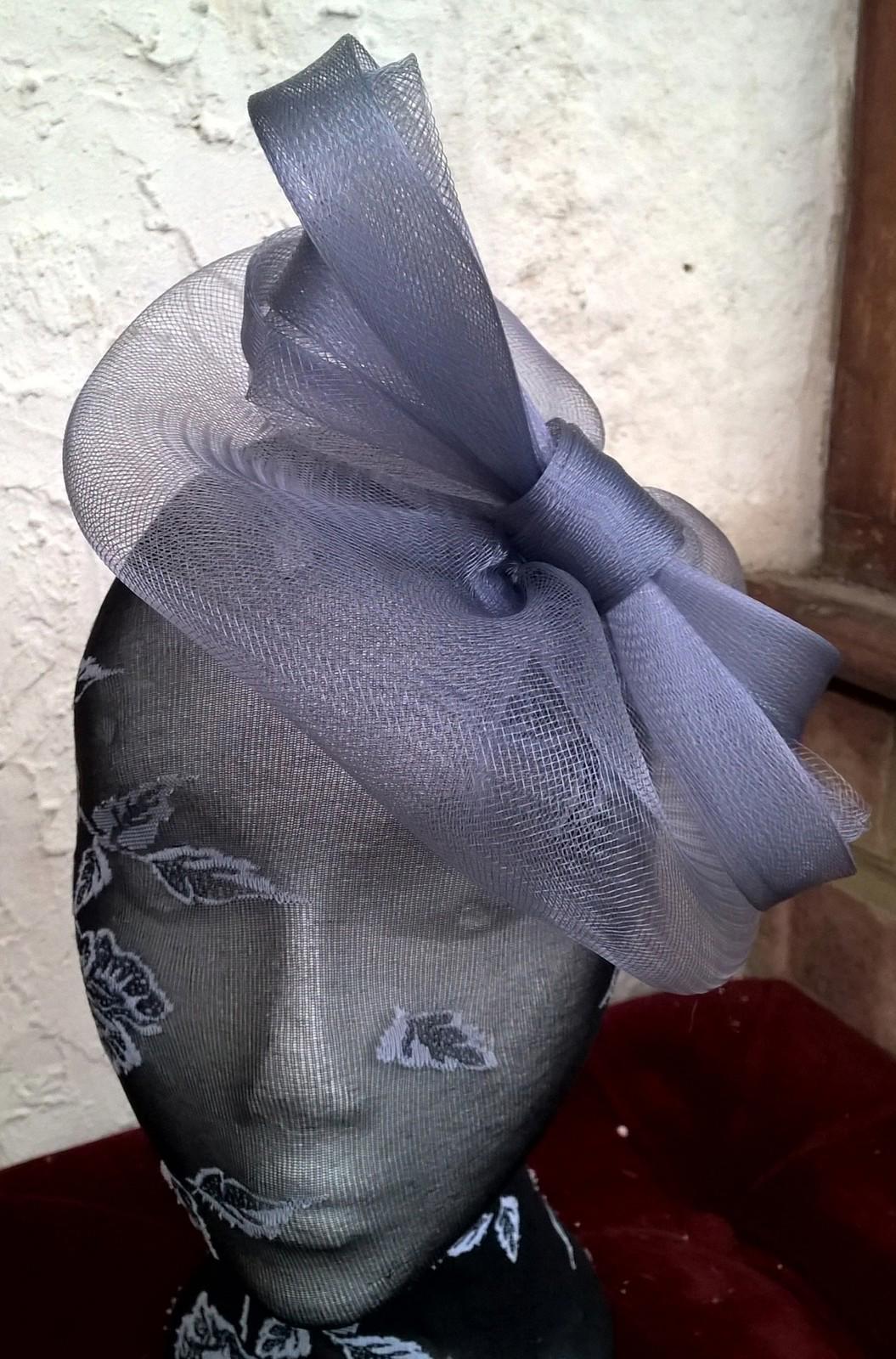 light grey fascinator millinery burlesque wedding hat ascot race bridal party