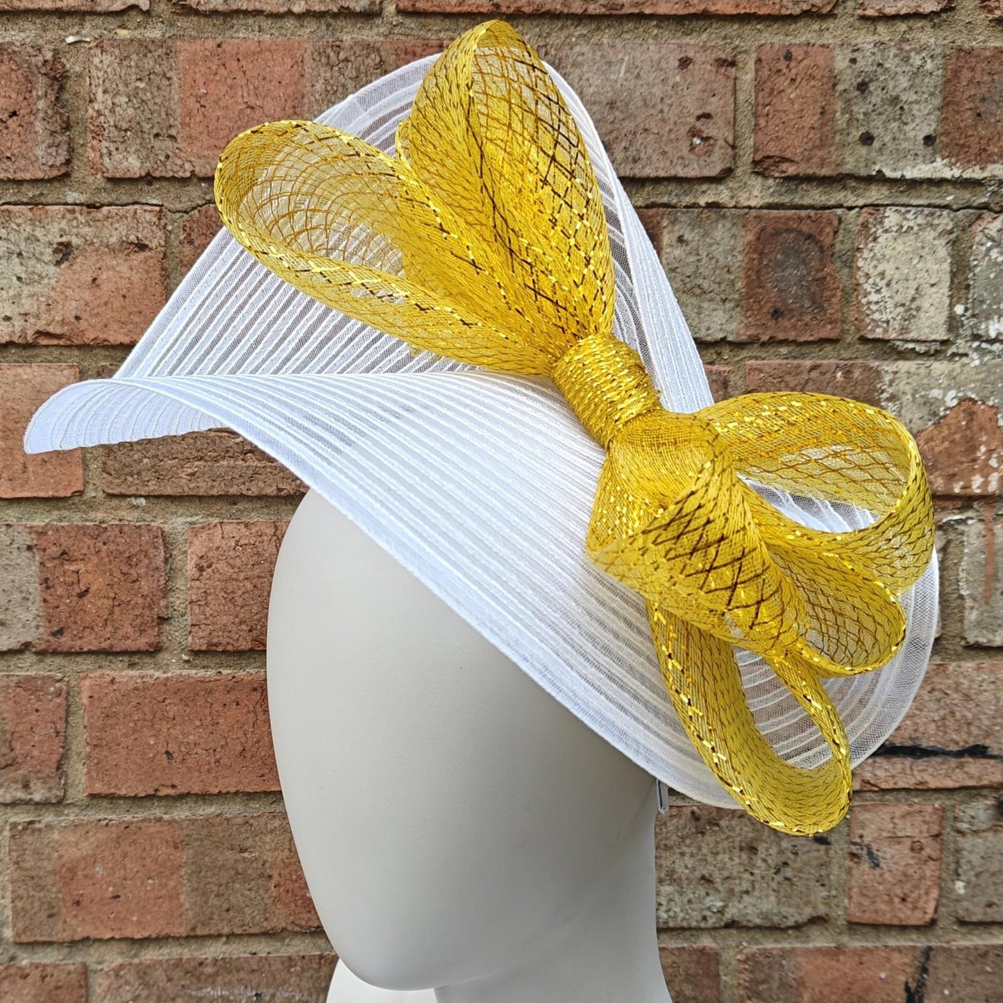 white gold bow crinoline fascinator millinery headband wedding hat party cosplay